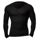 Knitted Tshirt Men Slim Fit Sweater Casual Tee Shirt Pullover V Neck Knitting T-shirt Fashion Solid Warm Top Plus Size 3XL 2019