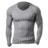 Knitted Tshirt Men Slim Fit Sweater Casual Tee Shirt Pullover V Neck Knitting T-shirt Fashion Solid Warm Top Plus Size 3XL 2019