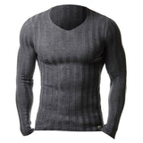 Knitted Tshirt Men Slim Fit Sweater Casual Tee Shirt Pullover V Neck Knitting T-shirt Fashion Solid Warm Top Plus Size 3XL 2019
