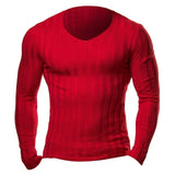 Knitted Tshirt Men Slim Fit Sweater Casual Tee Shirt Pullover V Neck Knitting T-shirt Fashion Solid Warm Top Plus Size 3XL 2019
