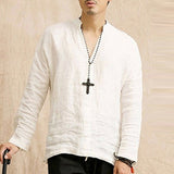 Men Tshirt Long Sleeve Solid Tee Shirts Autumn Spring Cotton Linen Fashion Loose Casual Leisure T-shirt Top Masculina Joggers