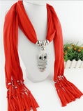 2017 New Fashion Ethnic Chiffon Silk Scarf Necklaces Owl Pendant Collar Choker Maxi Necklace For Women Boho Style jewelry