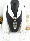 2017 New Fashion Ethnic Chiffon Silk Scarf Necklaces Owl Pendant Collar Choker Maxi Necklace For Women Boho Style jewelry