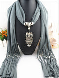 2017 New Fashion Ethnic Chiffon Silk Scarf Necklaces Owl Pendant Collar Choker Maxi Necklace For Women Boho Style jewelry