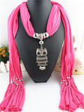 2017 New Fashion Ethnic Chiffon Silk Scarf Necklaces Owl Pendant Collar Choker Maxi Necklace For Women Boho Style jewelry