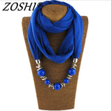 Fashion Ethnic Necklace Polyester Solid Collar Tassel Gorgeous beads pendants Necklace Jewelry Scarf Women Shawl Scarves Hot