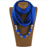 Fashion Ethnic Necklace Polyester Solid Collar Tassel Gorgeous beads pendants Necklace Jewelry Scarf Women Shawl Scarves Hot