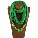 Fashion Ethnic Necklace Polyester Solid Collar Tassel Gorgeous beads pendants Necklace Jewelry Scarf Women Shawl Scarves Hot