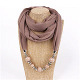 Fashion Ethnic Necklace Polyester Solid Collar Tassel Gorgeous beads pendants Necklace Jewelry Scarf Women Shawl Scarves Hot