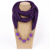 Fashion Ethnic Polyester Solid Collar Tassel Gorgeous beads pendants jewelry Necklace Jewelry Scarf Women Shawl Scarves Hot