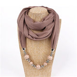 Fashion Ethnic Polyester Solid Collar Tassel Gorgeous beads pendants jewelry Necklace Jewelry Scarf Women Shawl Scarves Hot
