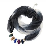 ZOSHI Women Resin Beads Pendant Silk Scarf Jewelry Neckerchief Long necklace Accessories Ladies Ethnic Jewelry Bijoux