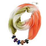 ZOSHI Women Resin Beads Pendant Silk Scarf Jewelry Neckerchief Long necklace Accessories Ladies Ethnic Jewelry Bijoux