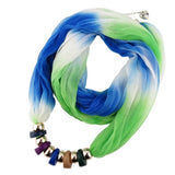 Fashion Ethnic Choker Necklace For Women Geometric Resin Beads Statement Silk Scarf Necklaces Bohemian Jewelry Wholesale Price