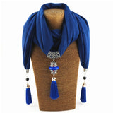 2017 Bijoux Fashion Ethnic Necklace For Women Multicolor ceramic Beads Statement scarf Necklaces Bohemian Tassel Boho Jewelry
