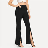 SHEIN Black Split Solid Leggings Workwear Elegant