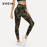 SHEIN Multicolor Mesh Insert Camo Print Leggings