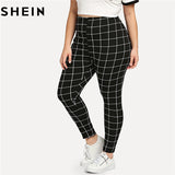 SHEIN Black And White Plaid Plus Size