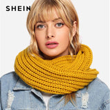 SHEIN Yellow Modern Lady Casual Knit Infinity Scarf 2018  New Autumn Winter Workwear Acrylic Base Warmth Scarfs