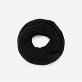 SHEIN Black Modern Lady Casual Knit Infinity Scarf 2018  New Autumn Winter Workwear Acrylic Base Warmth Scarfs