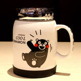 Driankwaer The cartoon character bears male and female office coffee mug with cover the ceramic tea cup cute