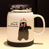 Driankwaer The cartoon character bears male and female office coffee mug with cover the ceramic tea cup cute