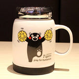 Driankwaer The cartoon character bears male and female office coffee mug with cover the ceramic tea cup cute