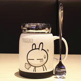 Driankwaer The cartoon character bears male and female office coffee mug with cover the ceramic tea cup cute