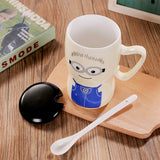 Ceramic cup with lid spoon character mug