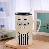 Ceramic cup with lid spoon character mug