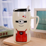 Ceramic cup with lid spoon character mug