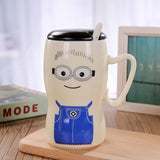 Ceramic cup with lid spoon character mug