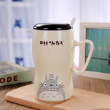 Ceramic cup with lid spoon character mug