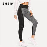 SHEIN Multicolor Sporting Casual Wide Waist Color Block Leggings