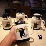 The cartoon character bears male and female office coffee mug with cover