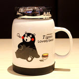 The cartoon character bears male and female office coffee mug with cover