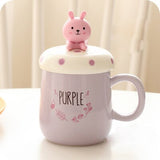 Lovely couple ceramic mug with cover cartoon character female student office breakfast a cup of white coffee mugs