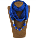 2019 New Fashion Ethnic Chiffon Silk Scarf Necklaces Beads Collar Choker Maxi Necklace For Women Boho Style jewelry Wholesale