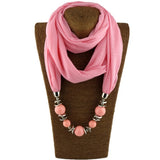 2019 New Fashion Ethnic Chiffon Silk Scarf Necklaces Beads Collar Choker Maxi Necklace For Women Boho Style jewelry Wholesale