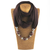 2019 New Fashion Ethnic Chiffon Silk Scarf Necklaces Beads Collar Choker Maxi Necklace For Women Boho Style jewelry Wholesale