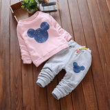 Bear Leader Baby Girls Clothes Casual Infant Clothing Sets Cartoon Printing Bow Sweatshirts+Casual Pants 2Pcs for Baby Newborn