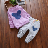 Bear Leader Baby Girls Clothes Casual Infant Clothing Sets Cartoon Printing Bow Sweatshirts+Casual Pants 2Pcs for Baby Newborn