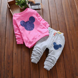 Bear Leader Baby Girls Clothes Casual Infant Clothing Sets Cartoon Printing Bow Sweatshirts+Casual Pants 2Pcs for Baby Newborn