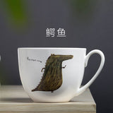 Simple Character Bone China Flamingo Cartoon Mugs